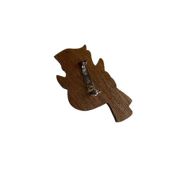 Snowman Brooch Lightweight Wood 2.5" Pin Winter Something to Crow About - Picture 6 of 6